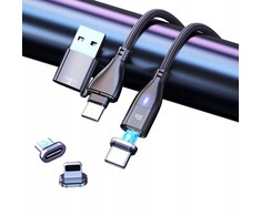 USB kabelis Bounn USB-C - USB-C + microUSB + Lightning 3 m juodas (N942)