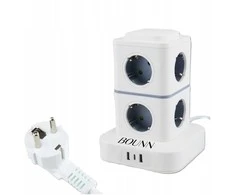 BOUNN viršįtampių apsaugos maitinimo laidas 11 lizdų 3xUSB 1,5m