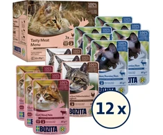 BOZITA Skanus mėsos meniu Multibox Flavour Mix in Jelly - Šlapias kačių maistas - 12 x 85g