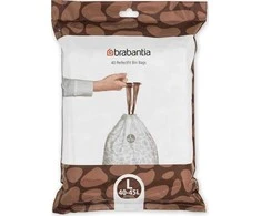 Brabantia atkritumu tvertnes ieliktņi L, 40-45l, 40 maisi rullītī, balts