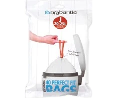 Brabantia atkritumu tvertnes ieliktņi J, 23l, 40 maisi rullītī, balts