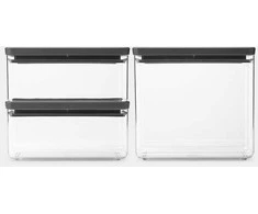 BRABANTIA laikymo dėžių rinkinys „Tasty+“, 3 vnt., tamsiai pilkos spalvos, 230783