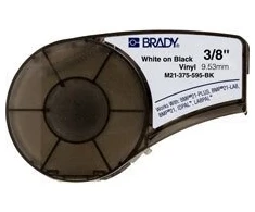 Brady M21-375-595-BK, juoda, lipni spausdintuvo etiketė, vinilo, terminio perkėlimo, akrilo, nuolatinė