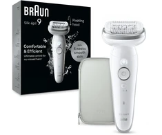 Epiliatorius Braun Braun Silk-épil 9 9-011, Sidabrinis, Baltas, 40 tweezers, MicroGrip, 0.5 mm, Baterija, Built-in battery