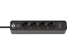 Brennenstuhl EXTENSION ECOLOR 4PL 2USB C 1.5M Juodas