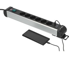 Brennenstuhl 1391030611, 3 m, Vidaus, IP20, Juoda, Sidabras, 6 kintamosios srovės lizdai, 230 V