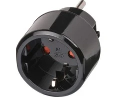 Elektros lizdo adapteris, JAV / Jap į ES , įžemintas, gyvūnų apsauga Brennenstuhl juodas / GT-473