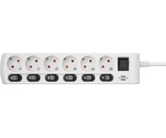 Brennenstuhl Socket Line 6 kartus 2m įsk. Jungiklis