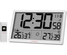 Bresser KIENZLE Jumbo NEO LCD Weather Sieninis laikrodis baltas (15408)