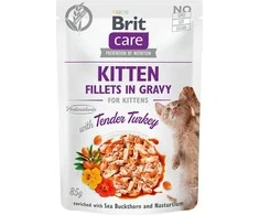 Konservuotas ėdalas katėms Brit Care Cat Kitten Fillets in Gravy kalakutiena, 85 g