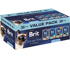 BRIT Premium by Nature Delicate fillets in gravy Box – šlapias kačių maistas – 36x85g