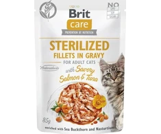 BRIT Care Cat Sterilized lašiša&Tuna Pouch – šlapias kačių maistas – 85 g