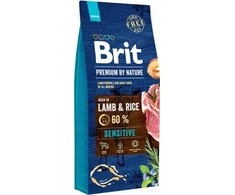 BRIT PREMIUM Dog by Nature Sensitive su ėriena ir ryžiais sausas sausas Maistas šunims su ėriena ir ryžiais, 8kg