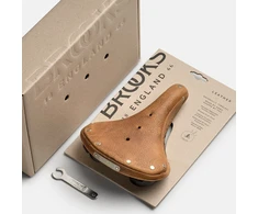Brooks Bikselis BROOKS B17 SOFTENED SHORT, tamsiai ruda, plieno rėmas, svoris 470 g, linija Leather