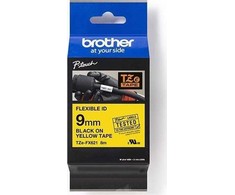 Brother originali juosta etikečių spausdintuvams, TZEFX621, juoda spauda/geltonas pagrindas, laminuota, 8 m, 9 mm, elastinga