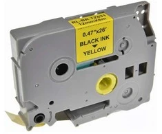BROTHER HSe-631 termo vamzdelis 12 mm x 1,5 m, juodas ant geltono fono, pakaitinis