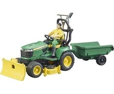 BRUDER traktorius John Deere Lawn su priekaba ir sodininku, 62104