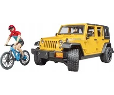 BRUDER automobilis Jeep Wrangler ir dviratininkas su kalnų dviračiu, 02543