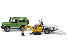 BRUDER sunkvežimis Land Rover ir eskavatorius su darbuotoju, 2593