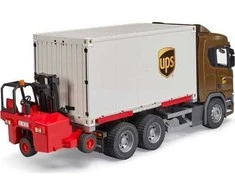 Bruder Scania Super 560R transporto priemonės, UPS konteineris su šakiniu krautuvu