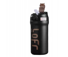 Brunbeste Termo puodelis su sitkiem na kawę herbatę napoje 0.45L termos juoda mat BRUNBESTE BB-3575