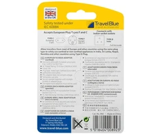 Blue Mėlyna TRAVEL Mėlynas Adapteris Shucko -> Indija