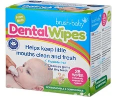 BRUSH BABY_Dantų servetėlės Servetėlės su ksilitoliu dantenoms ir pieniniams dantukams valyti 0-16 mėn. 28 vnt.