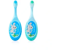 Brush-baby -Baby „FlossBrush“ dantų šepetėlis vaikams nuo 0 iki 3 metų, 2 vnt.