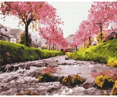 Brushme ŠEPETĖLIS Paveikslas pagal numerius ŠEPETĖLIS, 40x50 cm, upė prie vyšnios, 1 vnt.