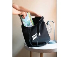 BT21 - medžiaginis pirkinių krepšys 28x40 cm (juodas)