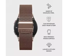 BURGA Metal Mesh Elegance universalus 22 mm laikrodžiams (rožinio aukso spalvos)