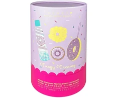 Set Inuwet: Donut valomasis ir drėkinamasis dušo putos, 200 ml + Plaukų guminė su raukšleliu gumelė + Donut kempinė kūnui + Donut dovanų lipdukas