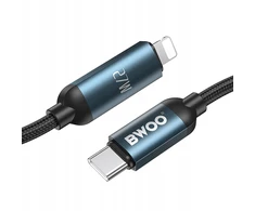 BWOO Pintas USB-C - Lightning 1 m 27 W kabelis su animuotu apšvietimu, juodas