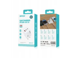 BWOO Greitas 65 W GaN kelioninis įkroviklis CDA147 2 x USB-C, 1 x USB-A