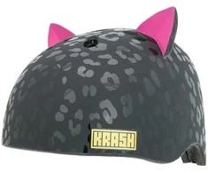 C Preme Vaikiškas šalmas KRASH LEOPARD KITTY Juodas M dydis JAUČIENAI FS 8+ (54-58 cm) (NAUJIENA 2025)
