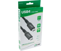C2G InLine® USB4 kabelis, USB-C kištukas/kištukas, 8K60Hz, juodas, 2m