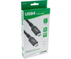 C2G „InLine®“ USB4 laidas, USB-C kištukas/kištukas, 8K60Hz, juodas, 1,5 m