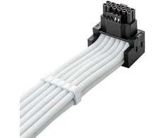 CableMod C-Series Pro Bridged Connection Cable – Variant A, 90°, 16-Pin to 4×8-Pin PCIe, baltos spalvos