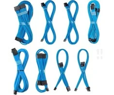 CableMod C-Series Pro ModMesh Sleeved 12V-2×6 12VHPWR Dual StealthSense Cable Kit for Corsair RMi, RMx (Juodas Label) – mėlynos spalvos