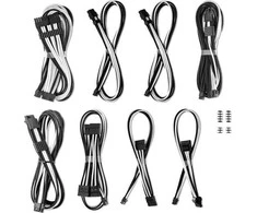 CableMod C-Series Pro ModMesh Sleeved 12V-2×6 12VHPWR Dual StealthSense Cable Kit for Corsair RMi, RMx (Juodas Label) – juodos spalvos/baltos spalvos