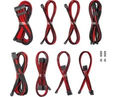CableMod C-Series Pro ModMesh Sleeved 12V-2×6 12VHPWR Dual StealthSense Cable Kit for Corsair RMi, RMx (Juodas Label) – juodos spalvos/raudonos spalvos