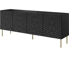 Cama Meble Komoda - HOLE 4-Durų Moderni Matinė Juoda 190x40.5x74.5 cm