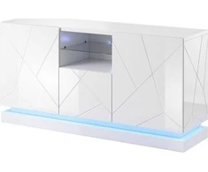 Cama Meble Baldas - QIU 2D1K Komoda 150x41,5x75 Cm Blizgus Baltas