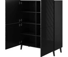Cama Meble Knygų Lentyna - Abeto 100,5 x 40 x 121,5 Cm Juoda/Blizgi Juoda