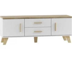 TV staliukas Cama Meble Televizoriaus Stovas - Cama LOTTA 140 Cm Baltas Sonoma Ąžuolas