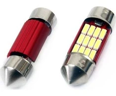 LED lemputės CANBUS 4014 12SMD festoon C5W C10W C3W 31mm baltos 12V 24V amio-01631