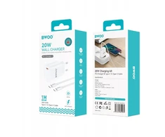 BWOO 20 W sieninis įkroviklis CDA159 su kabeliu USB-C į USB-C