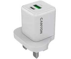 CANYON Įkroviklis jungiama į tinklą CU20AC GaN 20W 1xPD 1xQC UK Balta