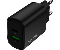 CANYON įkroviklis OnCharge 200 20W 1xPD 1xQC ES juodas
