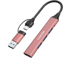 CANYON ŠAKOTUVAS DS-02 4 viename USB-A/C, rožinis